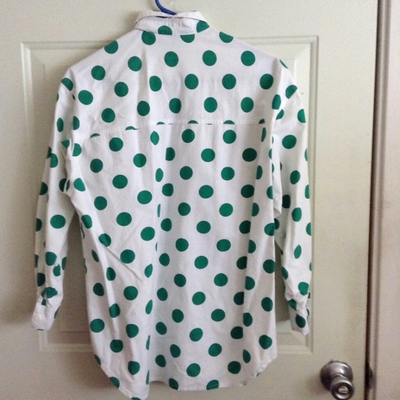 Green Polka Dot Button Down Shirt - Picture 2 of 3